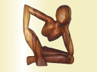 Statuette abstraite penseur  en bois 