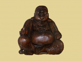 Sculpture de buddha chinois de la chance en bois